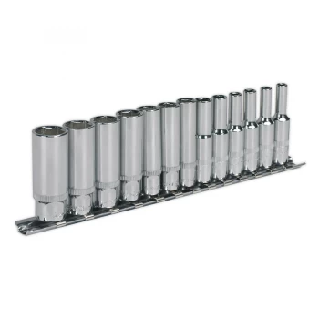 Sealey AK2692 Socket Set 13pc 1/4"Sq Drive 6pt Deep WallDrive Metric