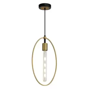 Single Large Circle Ceiling Pendant, 1 Light E27, Sand Gold, Matt Black - Luminosa Lighting