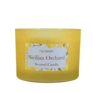 Sicilian Orchard 2 Wick glass filled Pot Candle Basil and Wild Lemon Scent