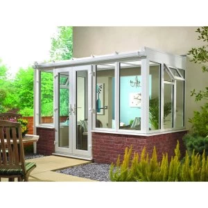 Wickes Lean To Dwarf Wall White Conservatory - 13 x 10 ft