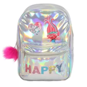 Trolls Girls Happy Holographic Poppy Backpack (One Size) (Silver/Pink)