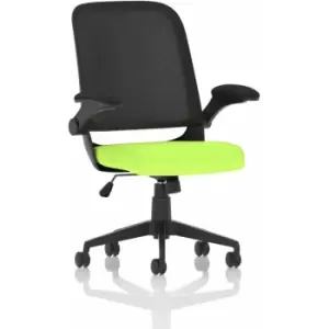 Plano Task Operator Bespoke Fabric Seat Myrrh Green Mesh Chair With Folding Arms