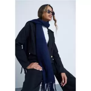 I Saw It First Navy Super Soft Touch Tassel Scarf - Blue