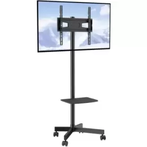 Mobile tv Stand, Mobile tv Cart for 23 to 60" TVs, Height Adjustable Portable tv Stand with Wheels, with a Tray for Audio-Visual Devices, Rolling