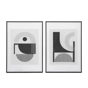 Set of 2 Black Abstract Framed Art