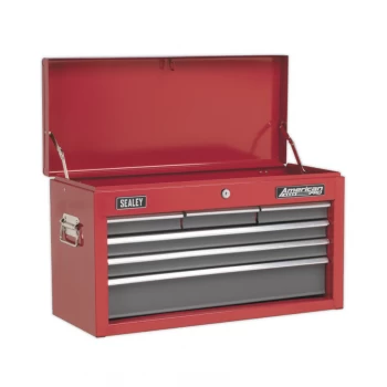 Topchest 6 Drawer with Ball Bearing Slides - Red/Grey