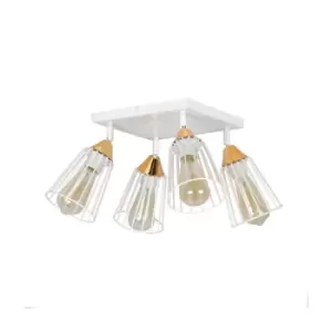 Vesta White Multi Arm Semi Flush Ceiling light Wire Dome Shades 4x E27