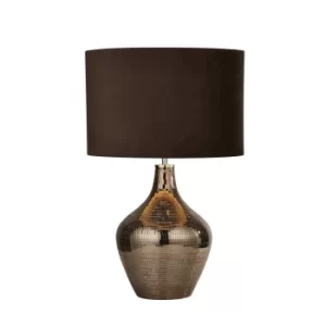 Table Lamp Smoked Mosaic Brown Suede Shade