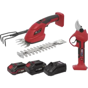 Sealey 20v SV20 2 Piece Cordless Garden Power Tool Kit 1 x 2ah & 1 x 4ah Li-ion Charger