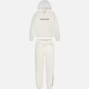 Calvin Klein Girls Institutional Logo Hoodie Set - Ivory - 16 Years