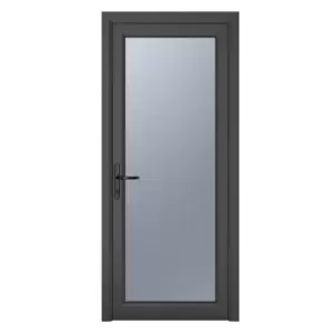 Crystal uPVC Obscure Single Door Full Glass Right Hand Open 920mm x 2090mm Obscure Glazing - Grey