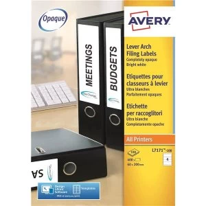 Avery L7171 100 200 x 60mm Lever Arch Filing Labels Pack of 400 Labels