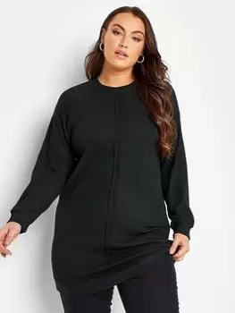 Yours Long Sleeve Ribbed Jumper - Black, Size 18, Women