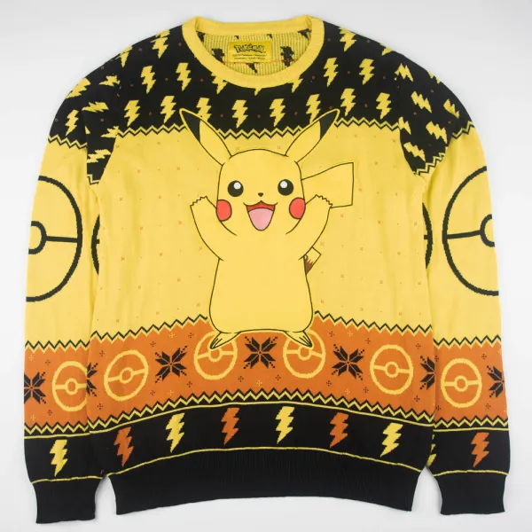 Pokemon Pikachu Christmas Knitted Jumper Black - M