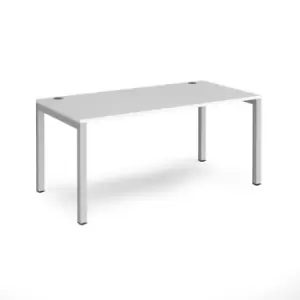 Bench Desk Single Person Rectangular Desk 1600mm White Tops With Silver Frames 800mm Depth Connex