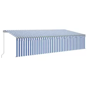 Vidaxl Manual Retractable Awning With Blind&led 6X3M Blue & White