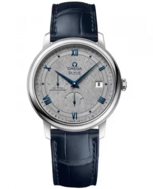 Omega De Ville Prestige Power Reserve Co-Axial Grey Dial Blue Leather Strap Mens Watch 424.13.40.21.06.002 424.13.40.21.06.002