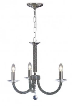 Ceiling Pendant Chandelier 3 Light Black Chrome, Crystal