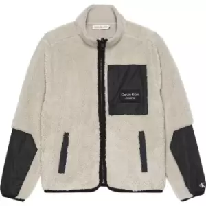 Calvin Klein Jeans Sherpa Mix Media Zip Through - Beige