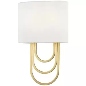 Farah 2 Light Wall Sconce Brass, Linen