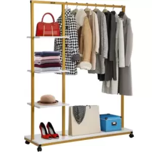 VEVOR Clothing Garment Rack, 180 LBS Capacity, Heavy-duty Clothes Rack w/ Bottom Shelf & Extra 3 Side Shelves, 4 Swivel Casters, Rolling Clothes Organ