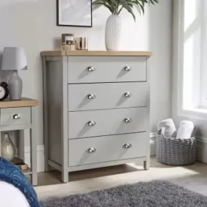 Grey Oak 4 Drawer Chest of Drawers Storage Metal Cup Handles Avon Two Tone - Grey