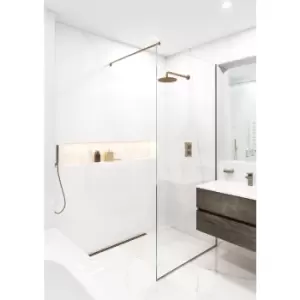 Frameless 900mm Bronze Wet Room Shower Screen with Wall Support Bar - Live Your Colour