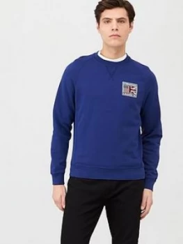 Barbour International Steve Mcqueen Team Flags Sweatshirt With Back Print - Inky Blue, Inky Blue Size M Men