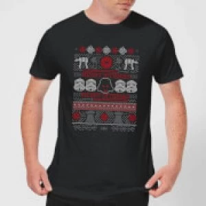 Star Wars Merry Sithmas Knit Mens Christmas T-Shirt - Black - M