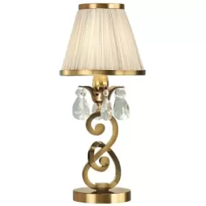 Esher Luxury Small Table Lamp Brass Crystal Beige Shade Traditional Bulb Holder