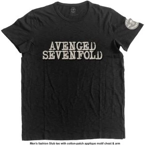 Avenged Sevenfold - Logo & Death Bat Unisex X-Large T-Shirt - Black