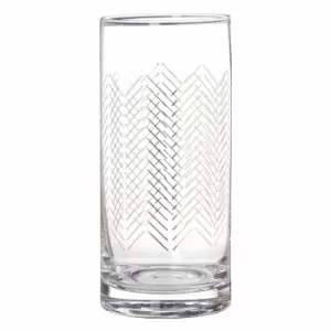 Premier Housewares Set of 4 Hand Blown High Ball Glasses - Gold Wave Design