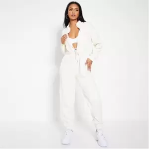 I Saw It First Brushback Toggle Waist Long Sleeve Jumpsuit - White