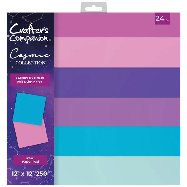 Crafter's Companion 12 x 12" Pearl Paper Card Pad Cosmic 250gsm 24 Sheets