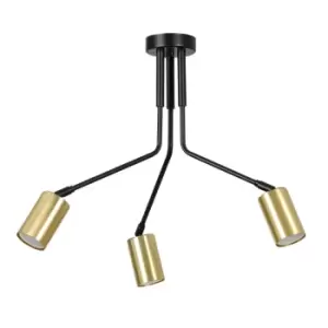 Verno Black Multi Arm Semi Flush Ceiling light 3x GU10