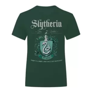 Harry Potter Girls Slytherin Crest T-Shirt (7-8 Years) (Forest Green)