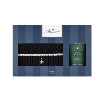 Jack Wills Mens Beanie Hat Gift Set - Navy