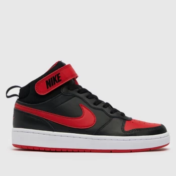 Nike Black & Red Court Borough Mid 2 Trainers Youth