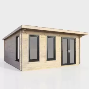 Power 16' x 14' Pent Log Cabin - Right Hand Doors