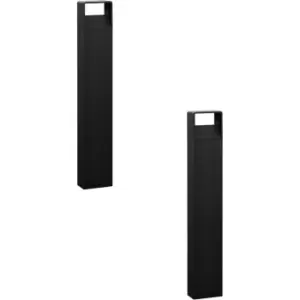 2 PACK IP44 Outdoor Bollard Light Anthracite Aluminium 6W LED Tall Lamp Post