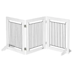 Pawhut Foldable Wooden Pet Gate for Small Dogs - White