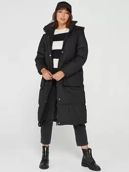 Only Sally Ruberised Rain Extra Long 2-in-1 Padded Coat - Black, Size XS, Women