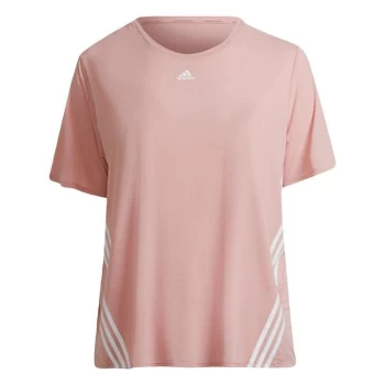 adidas Train Icons 3-Stripes Tee (Plus Size) Womens - Wonder Mauve / White