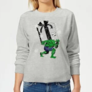 Marvel The Incredible Hulk Christmas Present Womens Christmas Sweatshirt - Grey - XXL