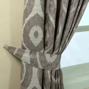HOMESCAPES Grey Ikat Jacquard Curtain Tie Back Pair - Light Grey