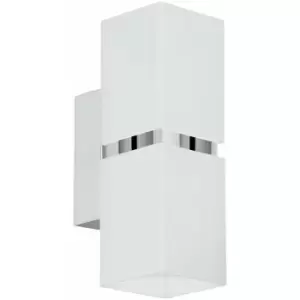 Loops - Wall Light Colour Chrome Plated Steel White Square Shape Shade Bulb GU10 2x3.3W