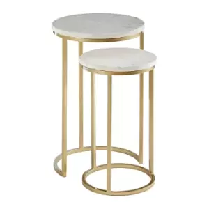 Set of 2 Marble Top Nesting Tables