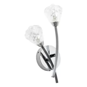 Spa Volos 2 Light Wall Light Diamond Cut Glass and Chrome