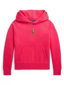 Ralph Lauren Girls Hoodie - Bright Pink, Bright Pink, Size Age: 8-10 Years=M, Women