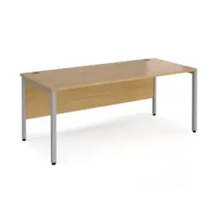 Office Desk 1800mm Rectangular Desk With Bench Leg Oak Tops With Silver Frames Maestro 25